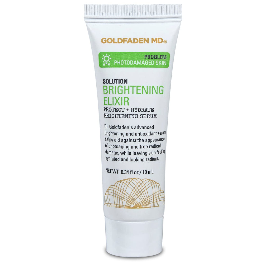 Goldfaden MD Brightening Elixir bottle close-up for radiant, even skin