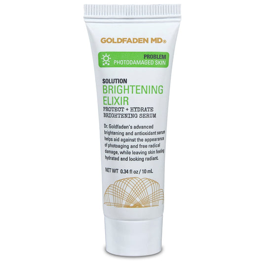 Goldfaden MD Brightening Elixir bottle close-up for radiant, even skin