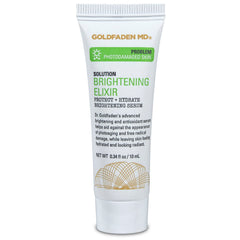 Goldfaden MD Brightening Elixir bottle close-up for radiant, even skin