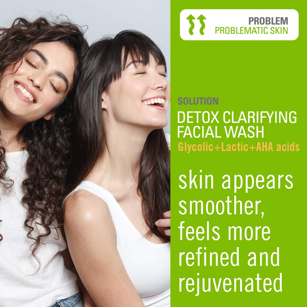 Bathroom scene with GOLDFADEN MD Detox cleanser suggests daily skincare routine.
