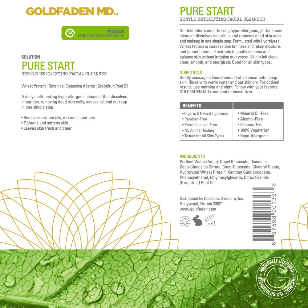 GOLDFADEN MD Pure Start packaging emphasizing recyclable materials and dermatologist-inspired care.