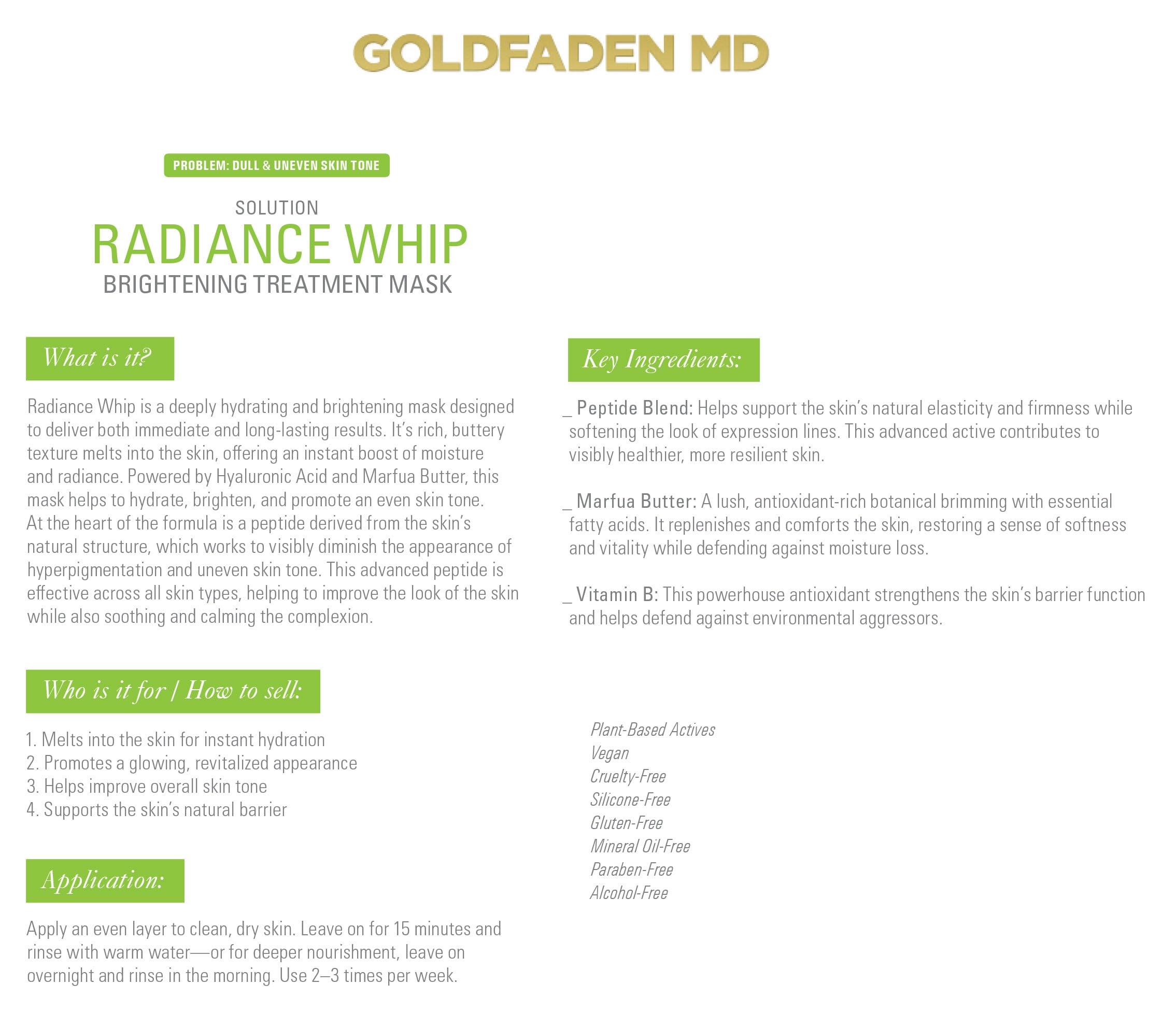 GOLDFADEN MD Radiance Whip mask marfua butter nourishing texture supports barrier