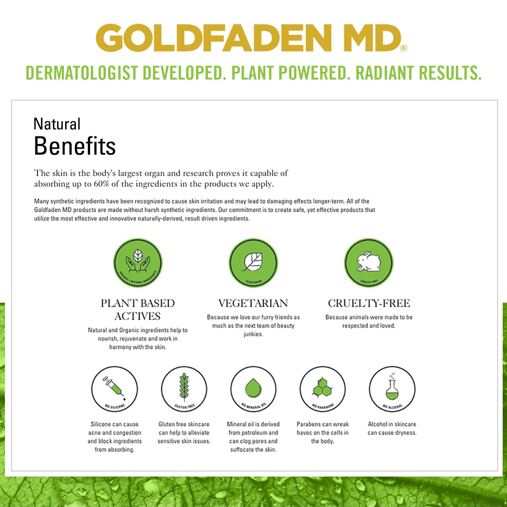 Goldfaden MD USA-made label signals trusted, quality skincare.