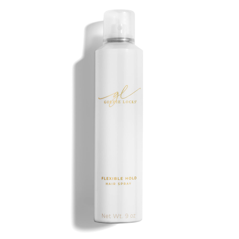Goldie Locks hairspray bottle with lightweight, flexible hold.
