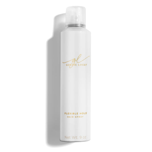 Goldie Locks hairspray bottle with lightweight, flexible hold.