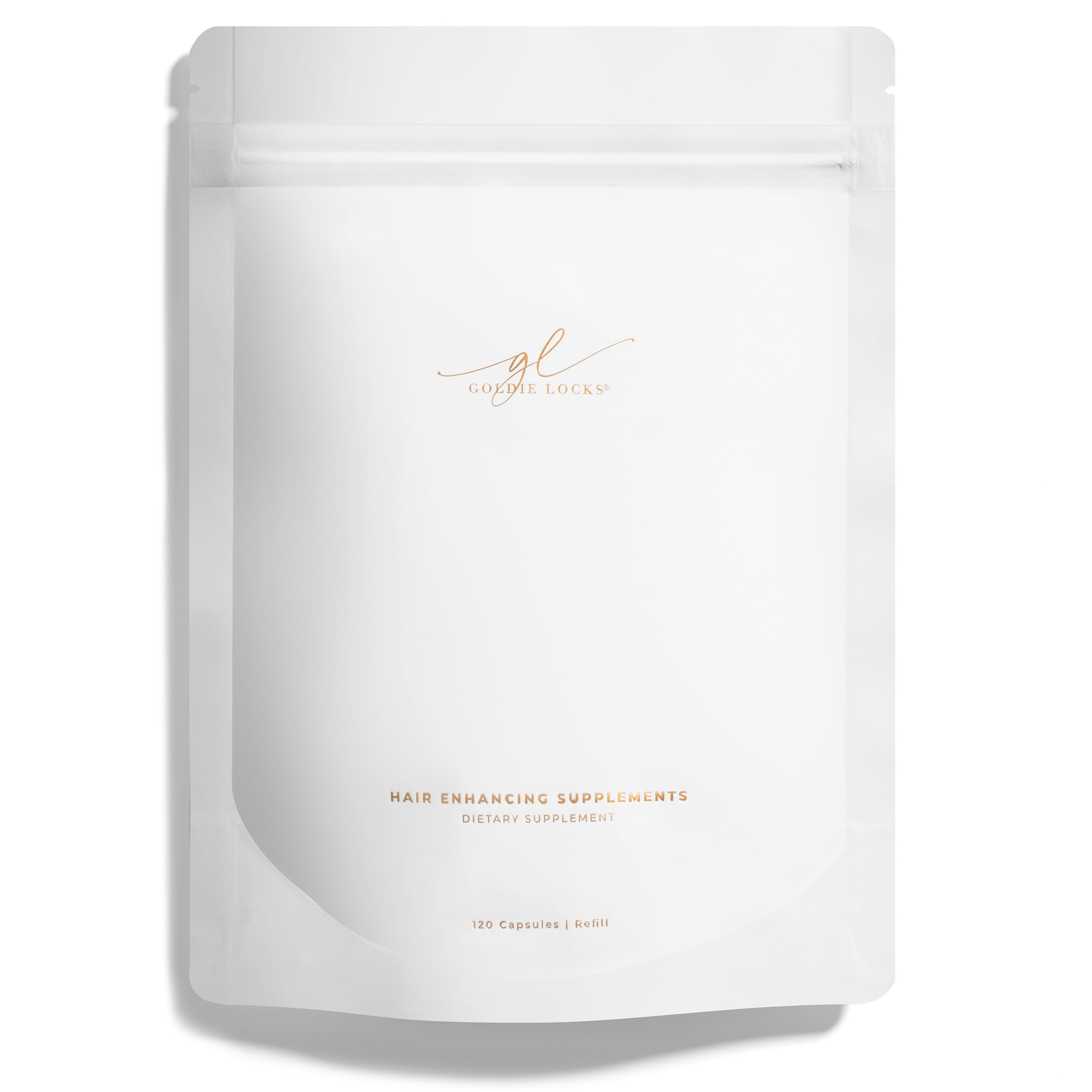 Goldie Locks hair growth supplement bottle front showing a complete nutrient blend for daily care