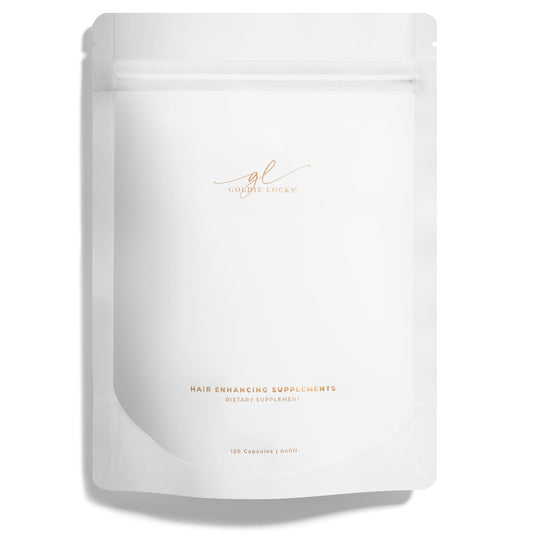 Goldie Locks hair growth supplement bottle front showing a complete nutrient blend for daily care