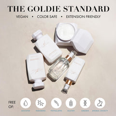 Goldie Locks Scalp Serum with extensions image showing extension-friendly formula.
