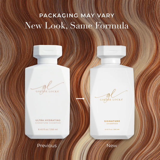 Goldie Locks Ultra Hydrating Shampoo label closeup notes sulfate-free and color-safe benefits.