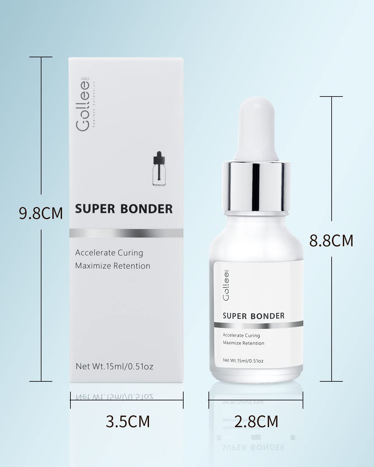 Client’s lashes wet after 3 minutes post-treatment with bonder