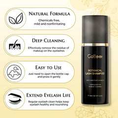GOLLEEPRO Lash Shampoo packaging front view highlighting free-from ingredients.