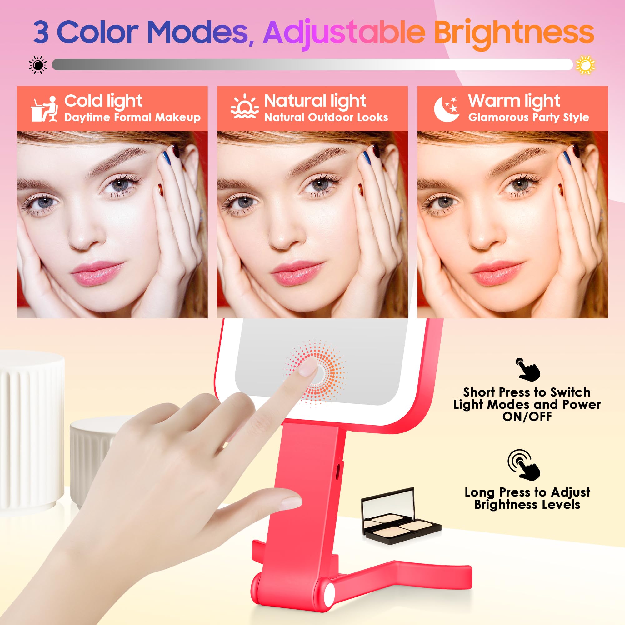 GOMIPURU double-sided mirror offers 1x and 30x views for brows and lashes