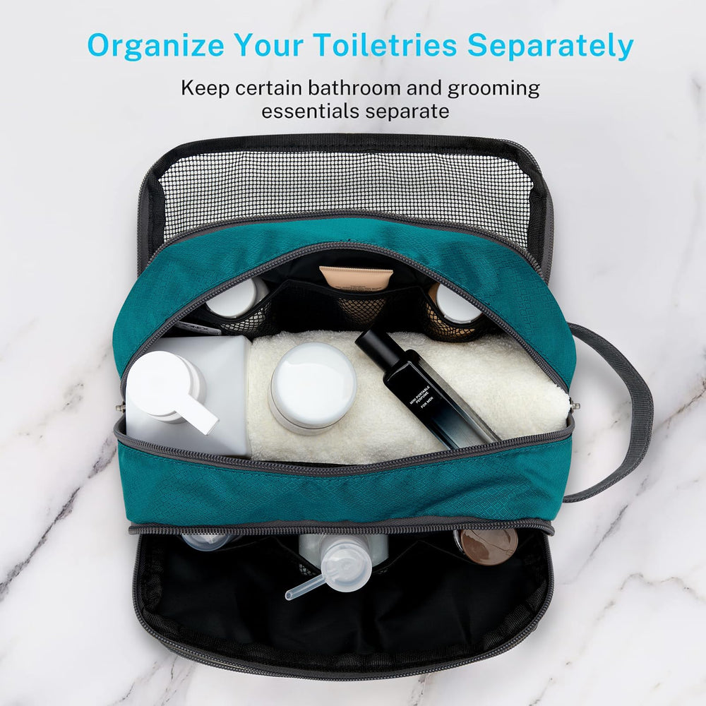 Gonex shaving bag in water-resistant nylon protects contents during trips.