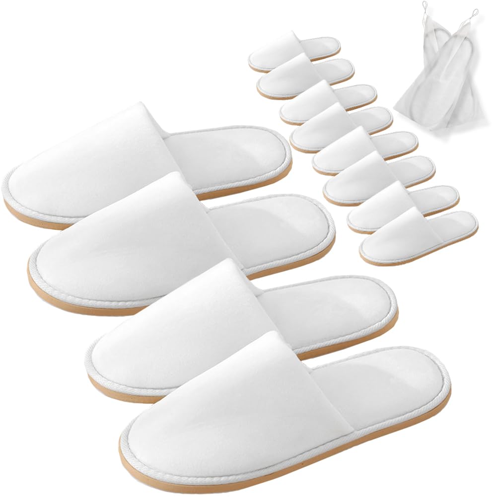 GONG GONG non-slip disposable slippers with closed-toe white design for guest comfort.