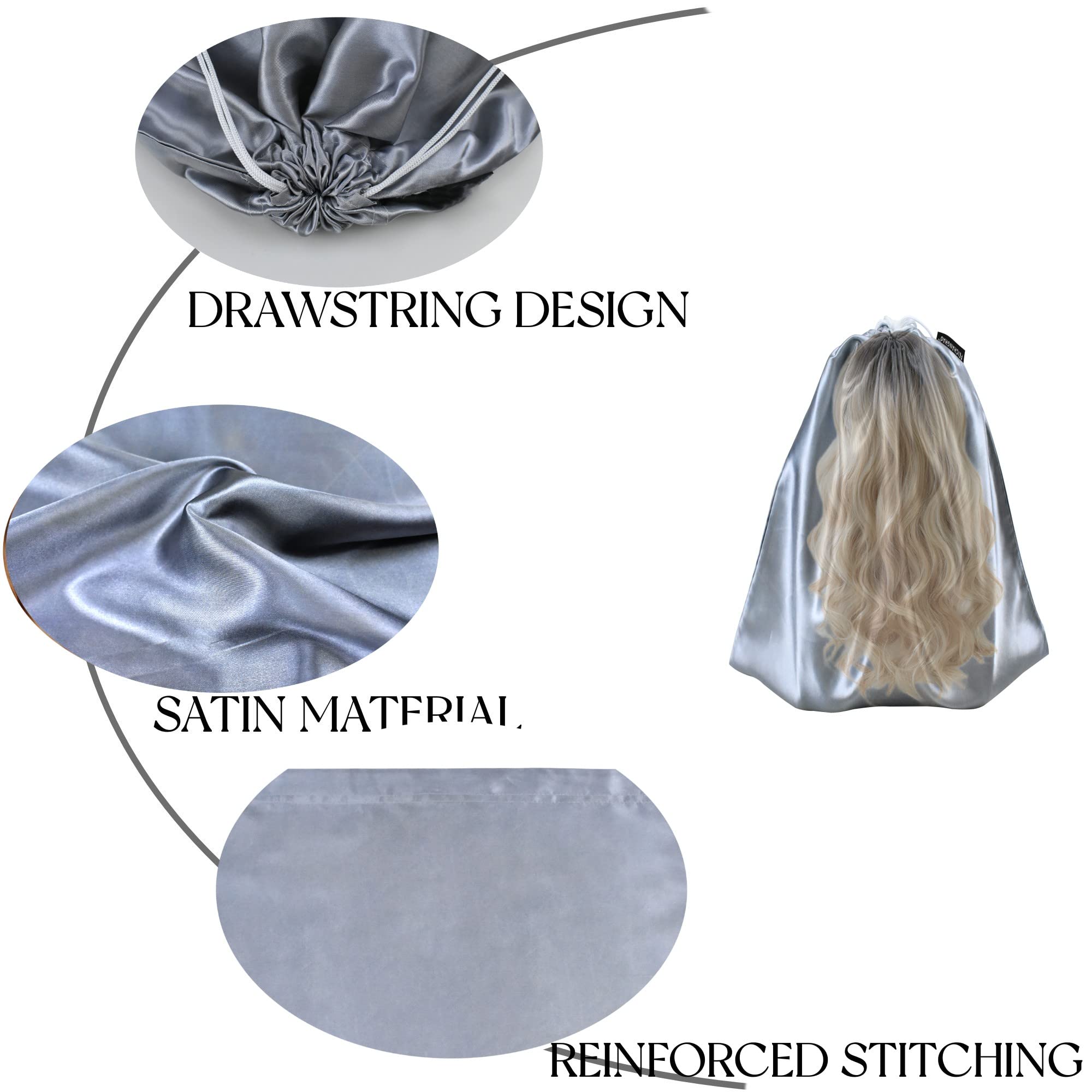 GONGKANGYUAN satin bags for hair extensions keep items organized and protected.