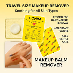 GONIM melting balm activates into oil to dissolve waterproof makeup gently.