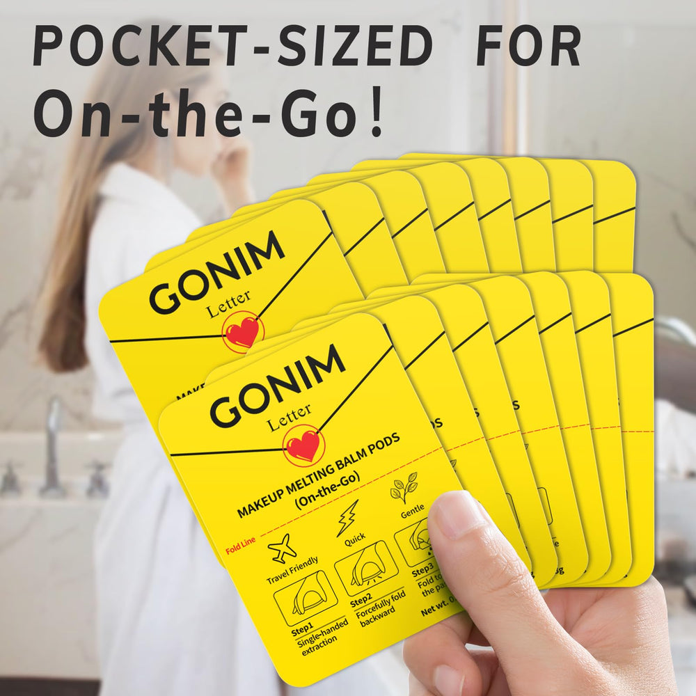 GONIM spill-free cleansing balm travel solution for busy days.