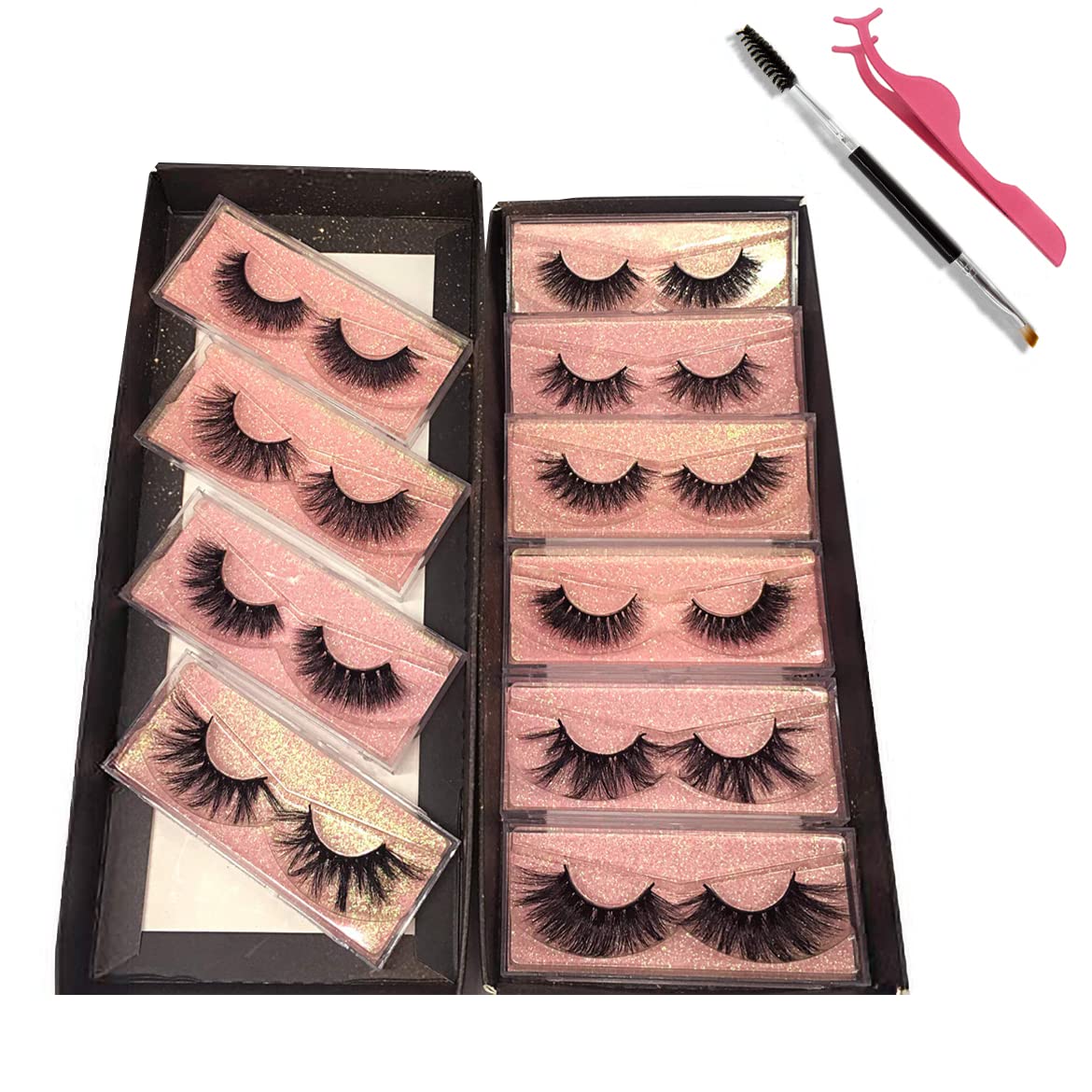 GOO GOO 3D Mink Eyelashes, 16-25mm full-strip for dramatic, eye-enhancing effect.