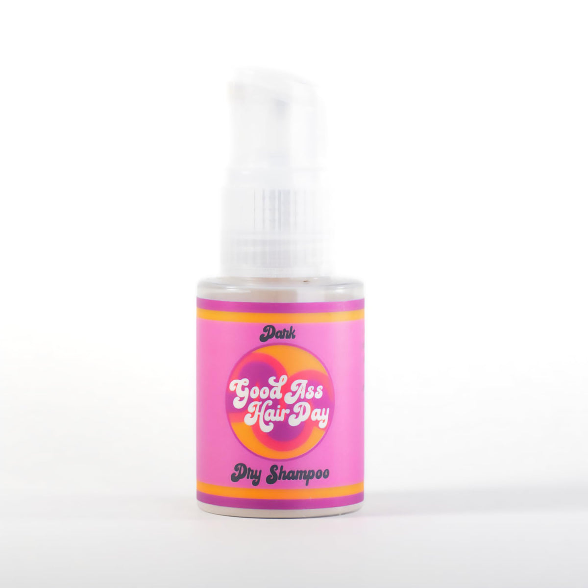 Good Ass Hair Day dry shampoo powder in compact bottle refreshing dark hair with no white cast