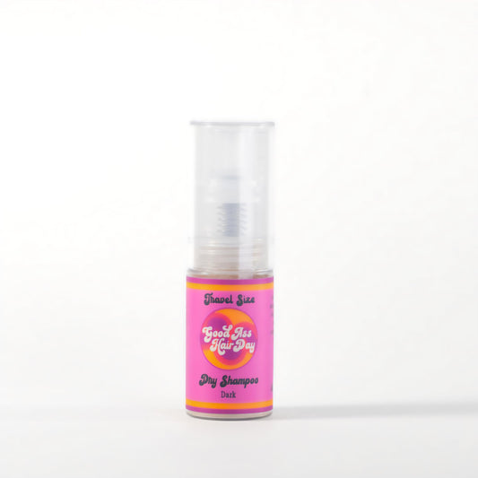 Good Ass Hair Day Dry Shampoo Powder (Dark) packaging shown, a travel-friendly option