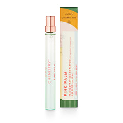Good Chemistry Pink Palm travel spray bottle for on-the-go freshness.
