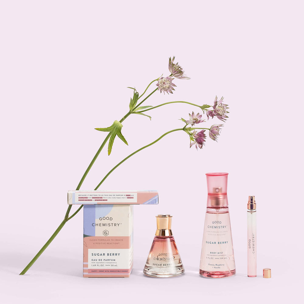 Good Chemistry Sugar Berry packaging emphasizes clean beauty values.
