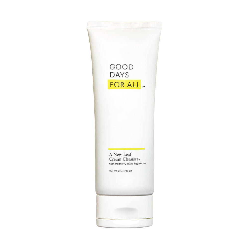 Good Days For All New Leaf Cleanser bottle close-up for gentle daily cleansing