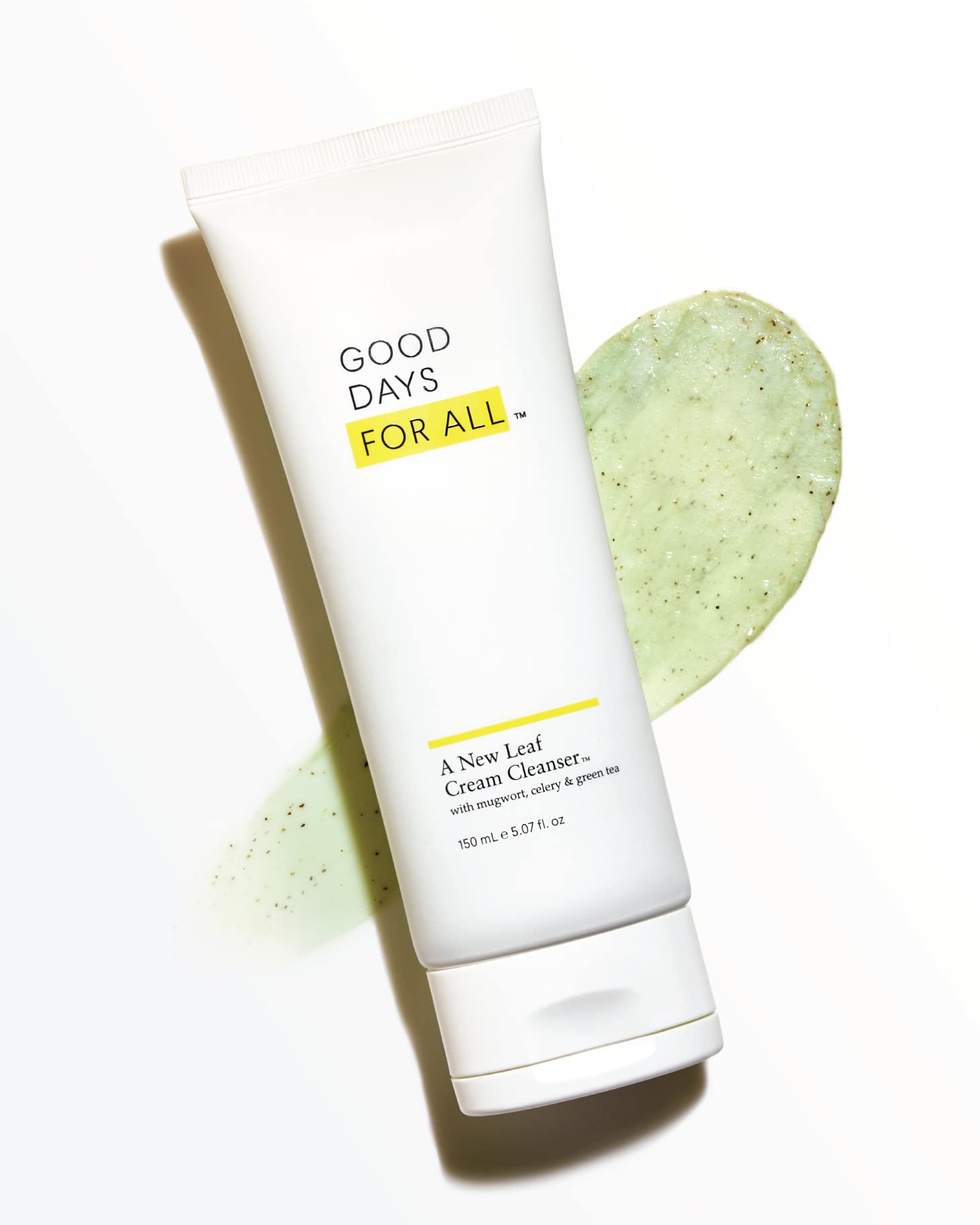 Good Days For All New Leaf Cleanser green ingredients close-up emphasizing antioxidant-rich formula