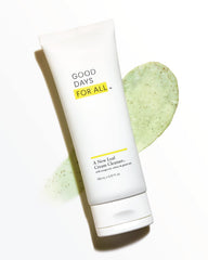Good Days For All New Leaf Cleanser green ingredients close-up emphasizing antioxidant-rich formula