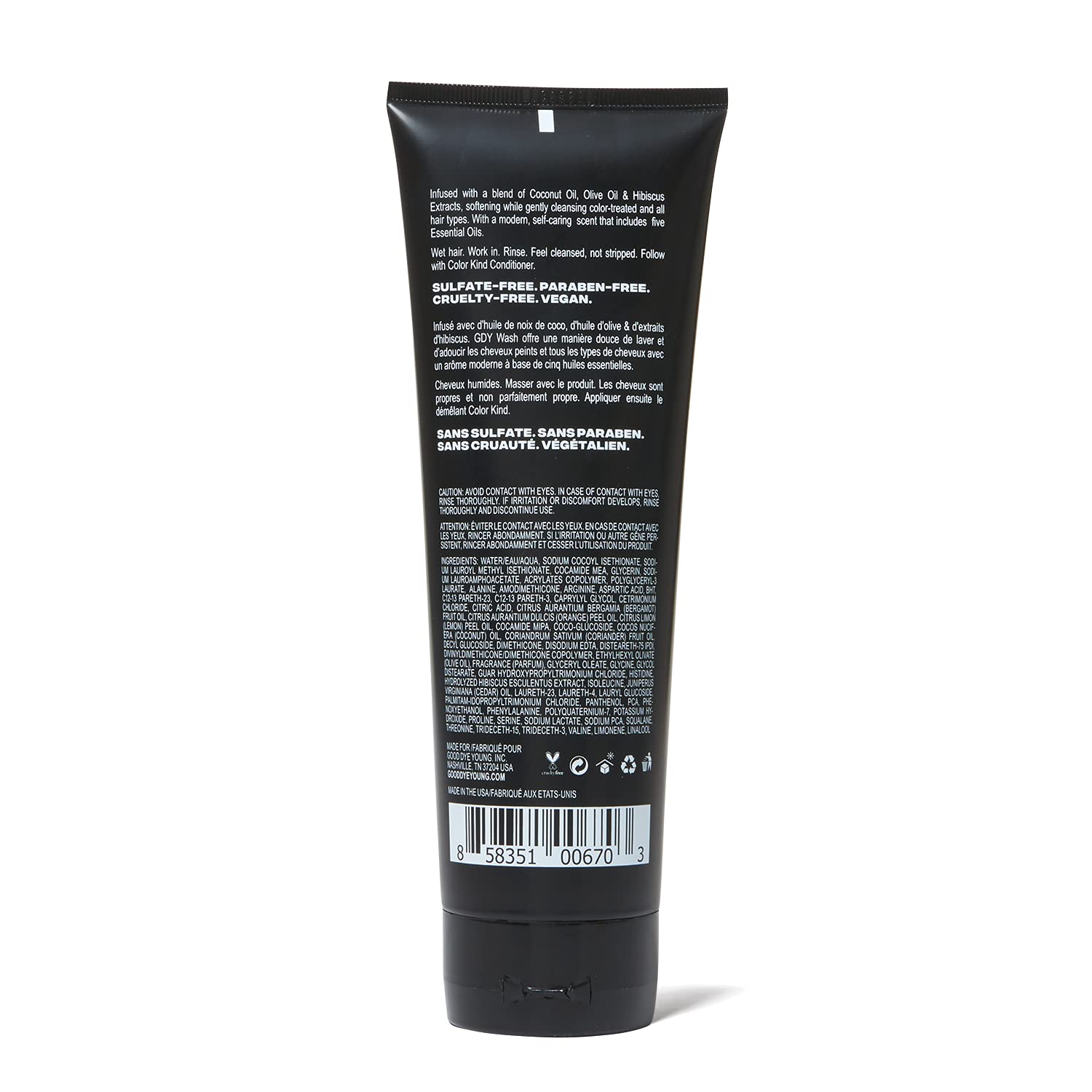 Good Dye Young Color Safe Conditioner label emphasizing color protection and moisture for dyed hair