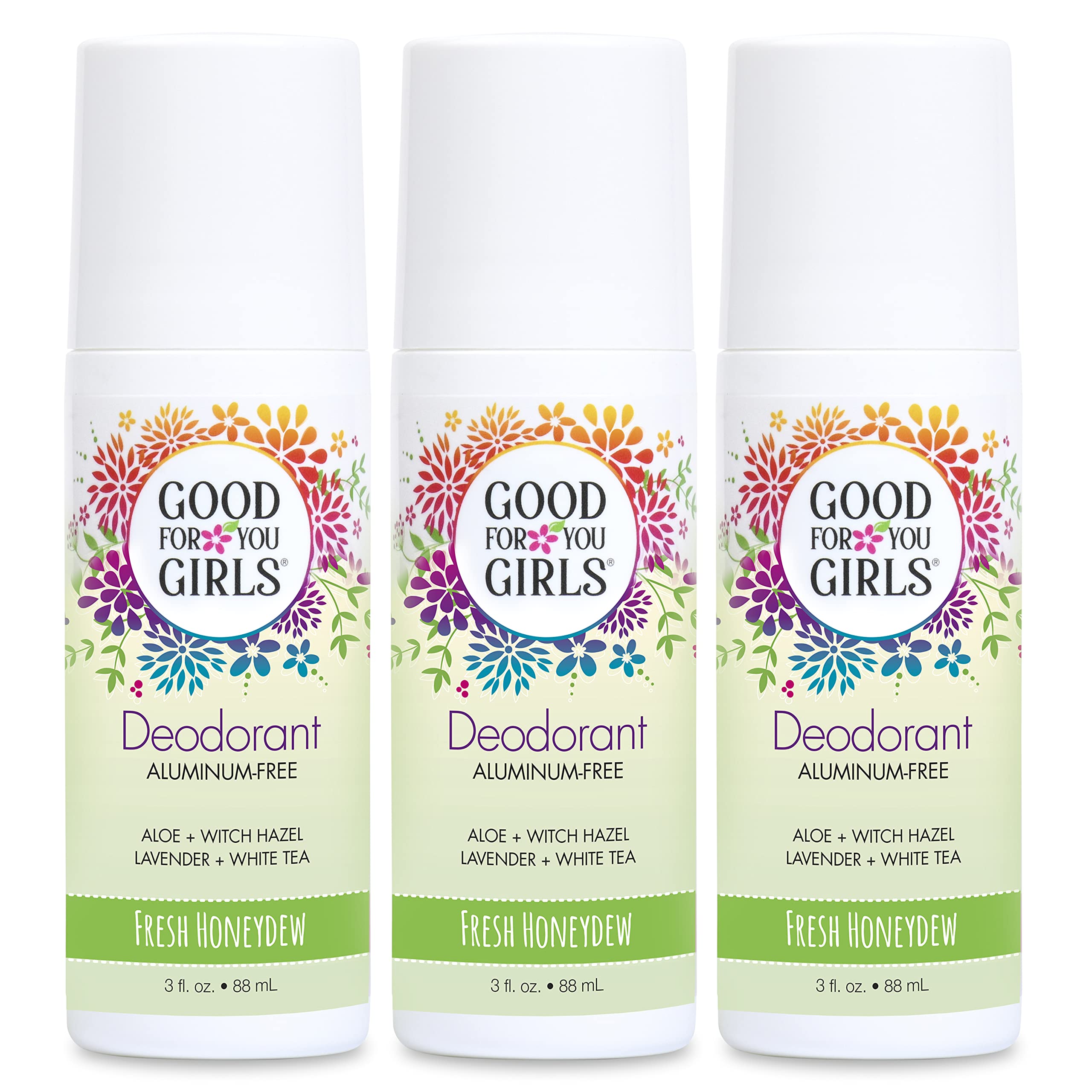 Good For You Girls honeydew deodorant pack 3 oz roll-ons for fresh aluminum-free odor control