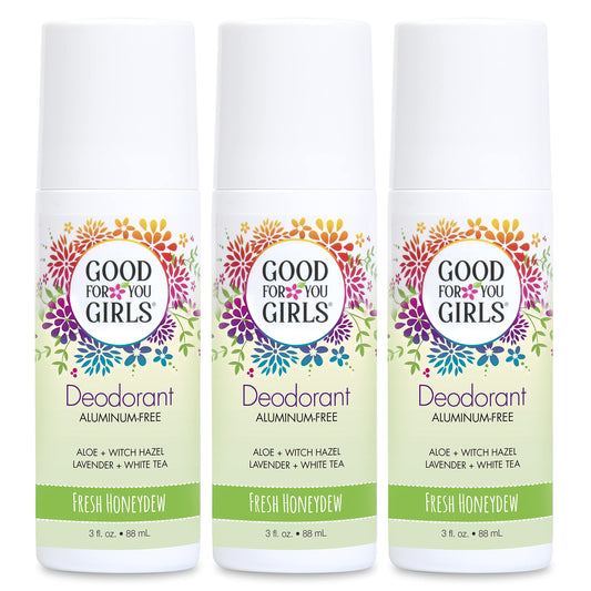 Good For You Girls honeydew deodorant pack 3 oz roll-ons for fresh aluminum-free odor control