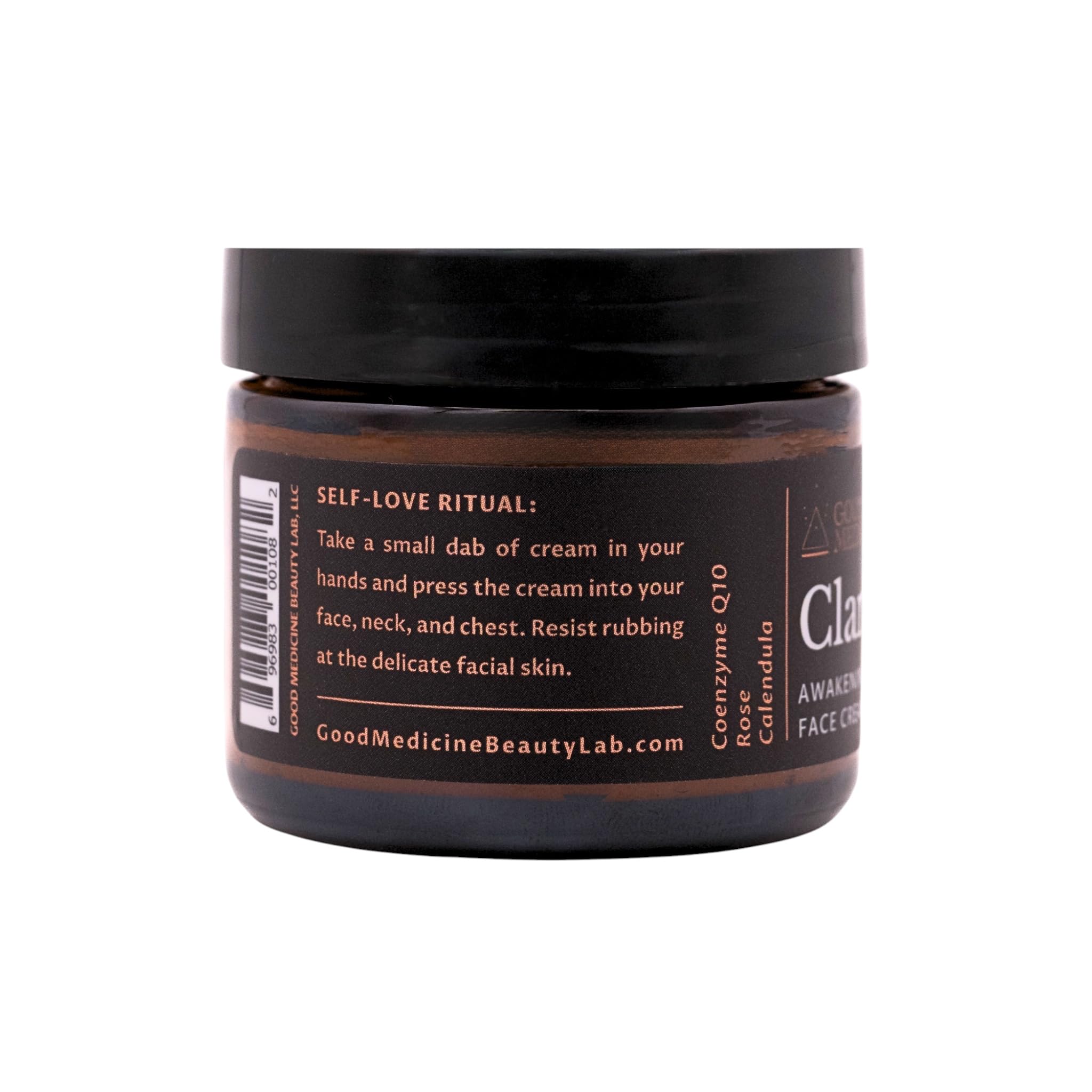 GOOD MEDICINE INTUITIVE SKINCARE Clarity Awakening jar highlights rich texture for nourishment.