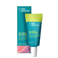 Good Molecules azelaic acid 10% bottle shown for a balanced complexion.