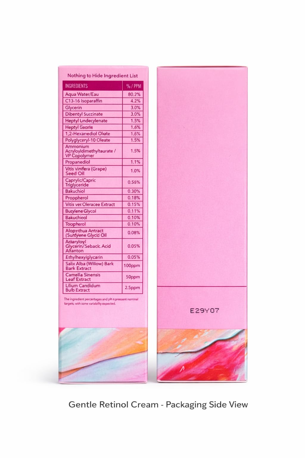 Good Molecules Gentle Retinol Cream texture swatch shows soft spread.