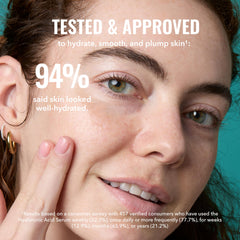 Applied to the skin, the serum leaves a hydrated, smooth look after absorption.