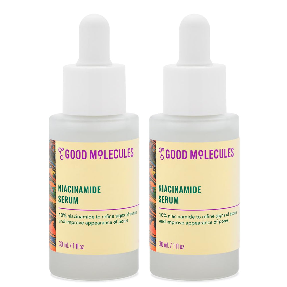 Good Molecules Niacinamide Serum bottle with pour for daily pore refinement.