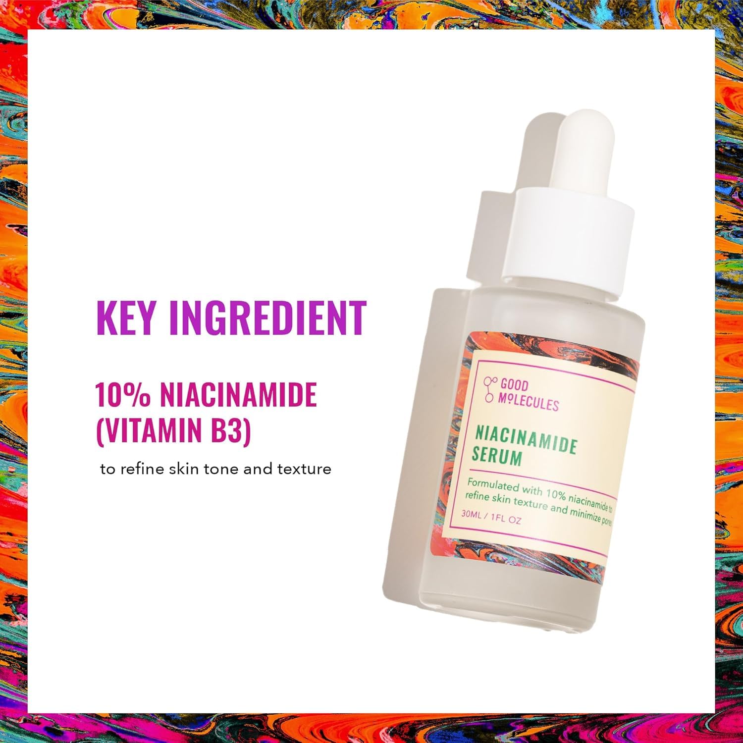 Good Molecules Niacinamide Serum texture swirl ready for application.