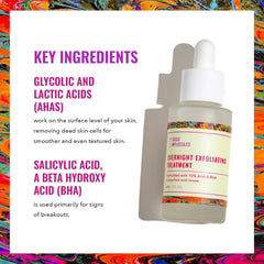 Close-up of Good Molecules label on exfoliating bottle highlighting vegan fragrance-free formula