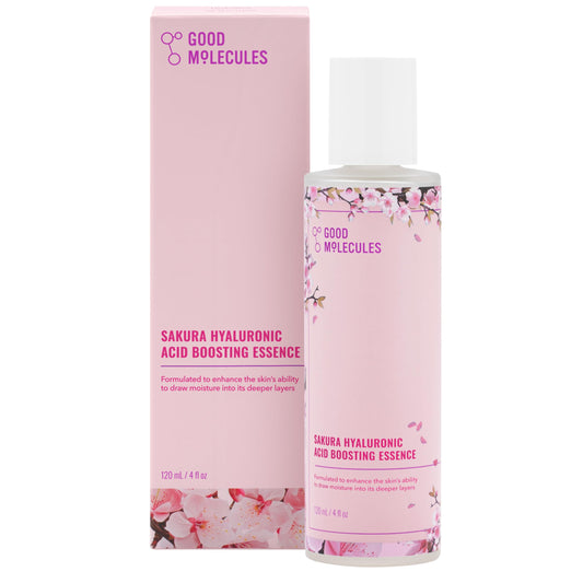 Good Molecules Sakura Hyaluronic Acid Boosting Essence bottle for all day hydration and glow
