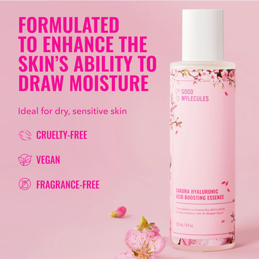 Good Molecules Sakura Hyaluronic Acid Boosting Essence droplet dropper enables precise dosing