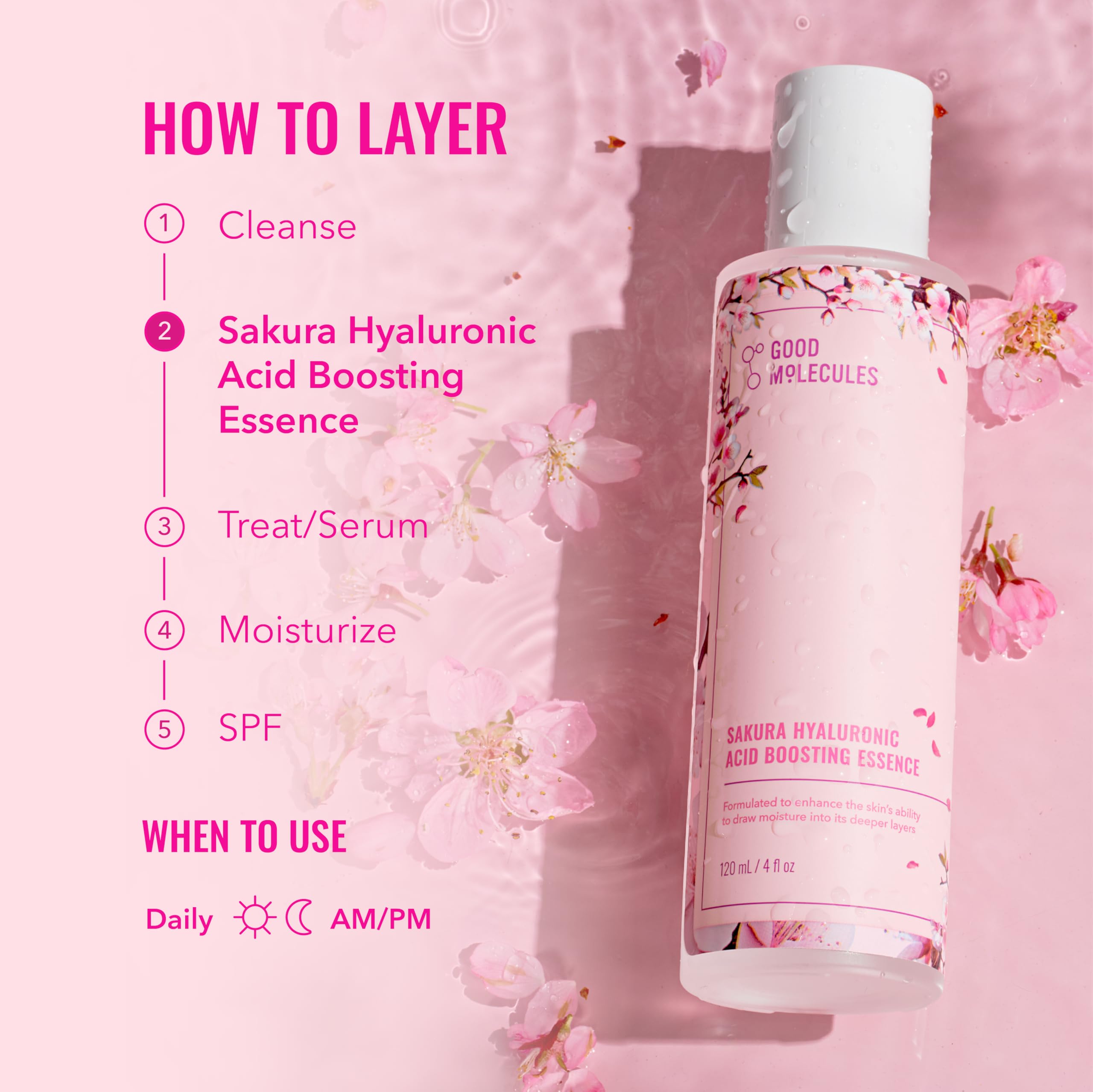 Good Molecules Sakura Hyaluronic Acid Boosting Essence texture swirl shows quick absorption