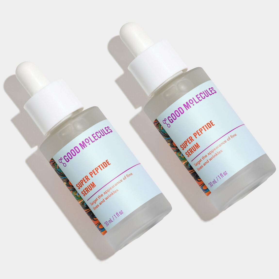 Good Molecules Super Peptide Serum Pack 2 bottle showcasing lightweight hydration and quick absorption.
