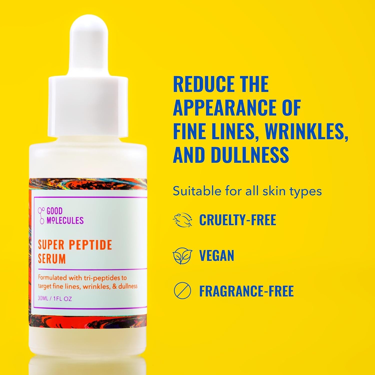 Good Molecules serum dropper pour demonstrates easy, controlled application in morning and night routines