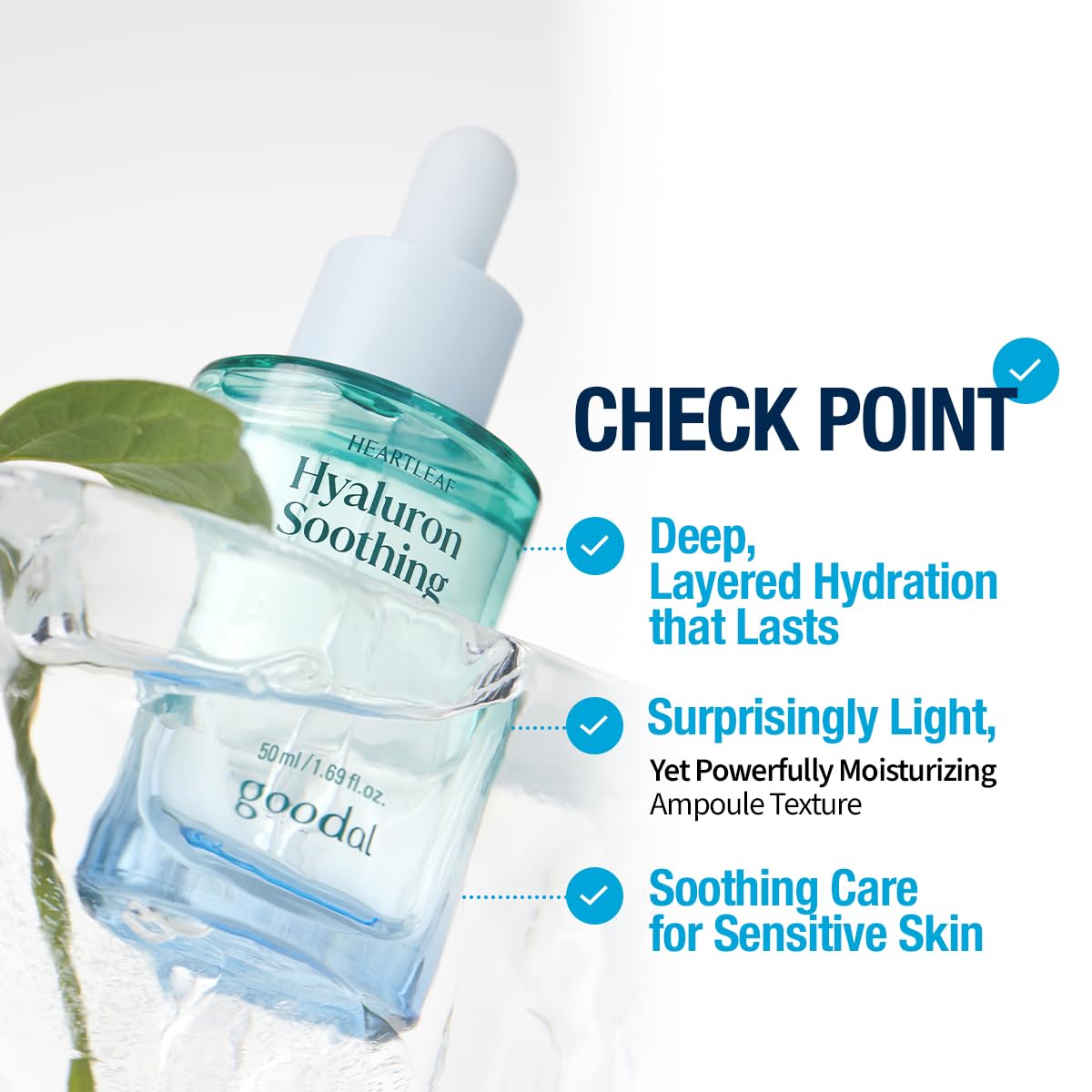 GOODAL Heartleaf Hyaluron Ampoule applied for lightweight hydration.