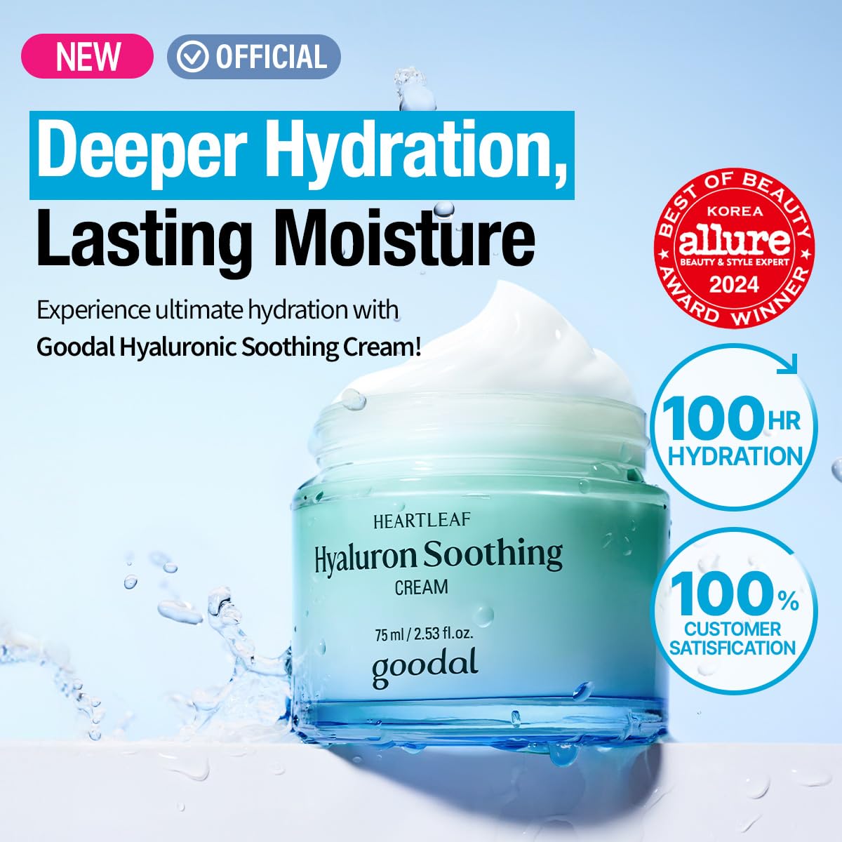 GOODAL Heartleaf Hyaluron cream swatch on skin demonstrates fast absorption.
