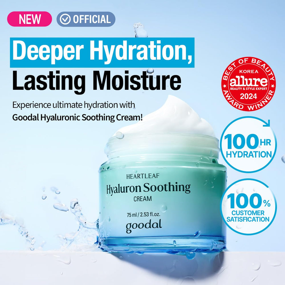 GOODAL Heartleaf Hyaluron cream swatch on skin demonstrates fast absorption.