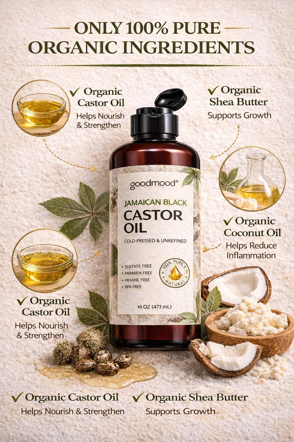 GOODMOOD Jamaican Black Castor Oil as a rich skin and body moisturizer