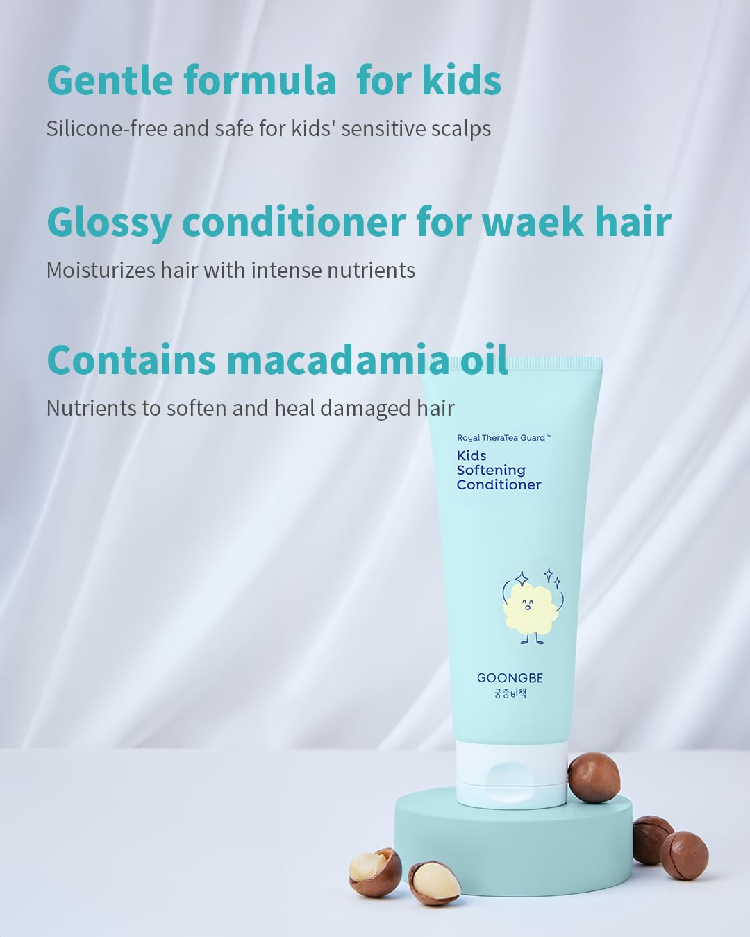 GOONGBE natural oils macadamia and sunflower nourish for shine.