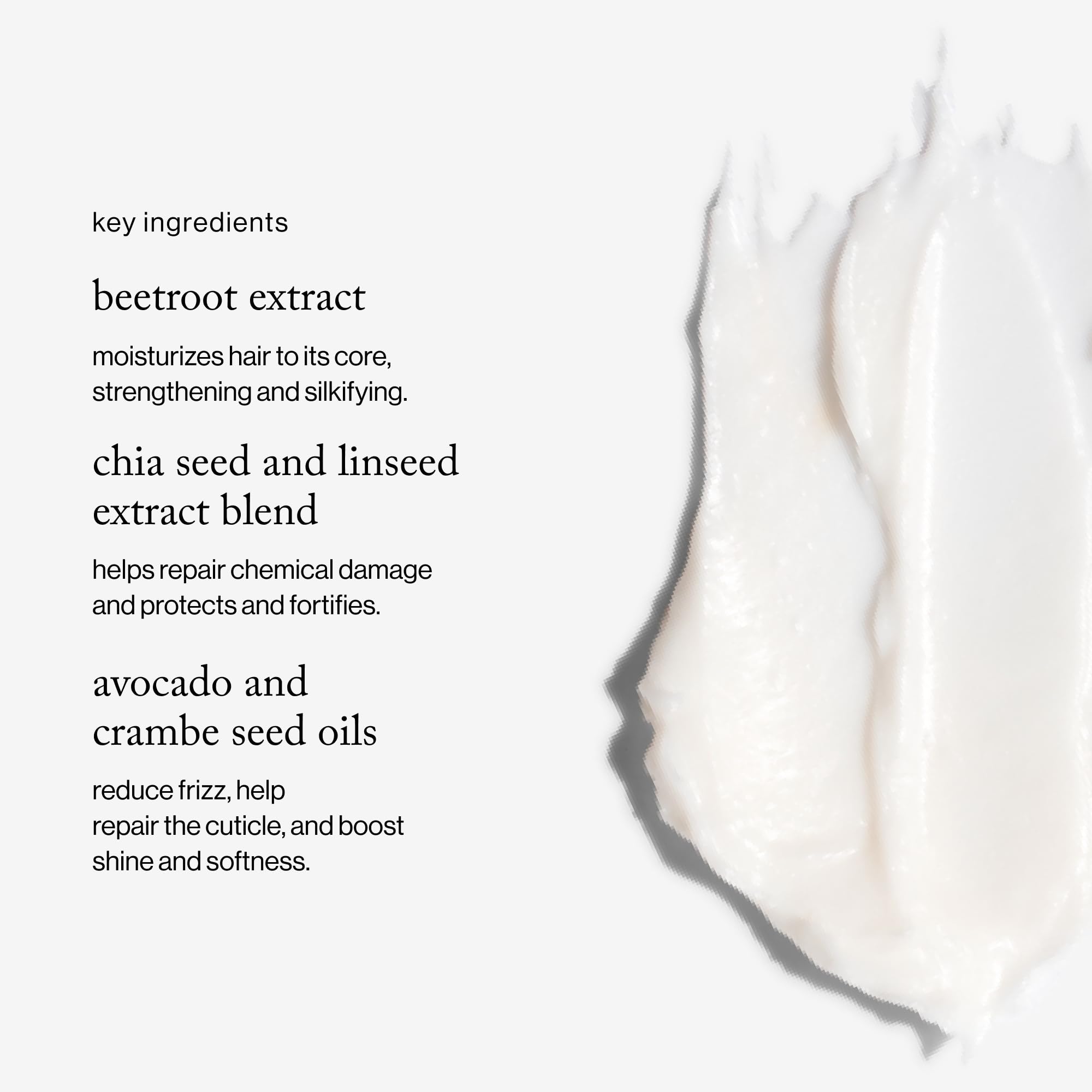 goop Beauty Hair Mask ingredients on a spoon showing beetroot and amino acids for stronger strands.